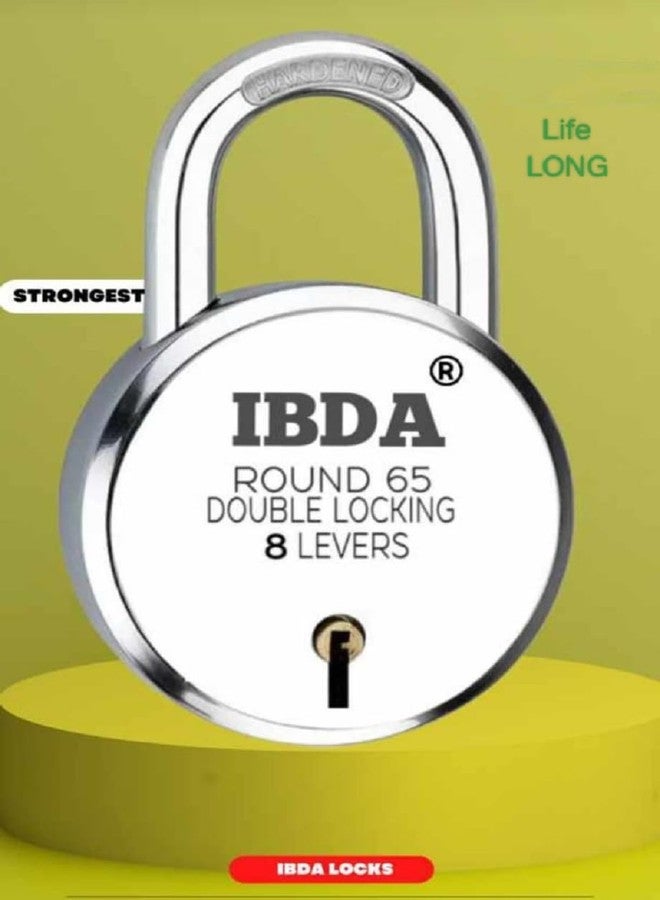 IBDA قفل IBDA مع 12 مفتاحًا، 65 مم | قفل مزدوج | تقنية أمان عالية بثمانية أذرع | قفل بهيكل فولاذي بدون مسامير | قفل للمنزل، والستائر، والبوابات، والأبواب، والقنوات، والسلاسل، والمتاجر، والمدارس، والمستودعات - Image 2